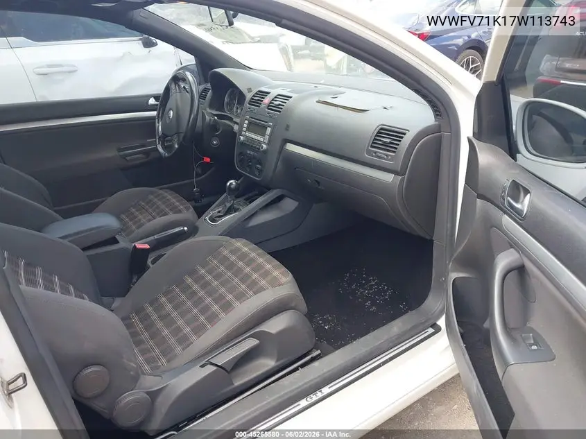 2007 Volkswagen Gti 2-Door VIN: WVWFV71K17W113743 Lot: 45265580