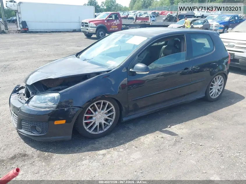 2007 Volkswagen Gti 2-Door (A6)/Fahrenheit VIN: WVWFV71K37W103201 Lot: 45373126