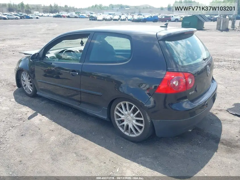 2007 Volkswagen Gti 2-Door (A6)/Fahrenheit VIN: WVWFV71K37W103201 Lot: 45373126
