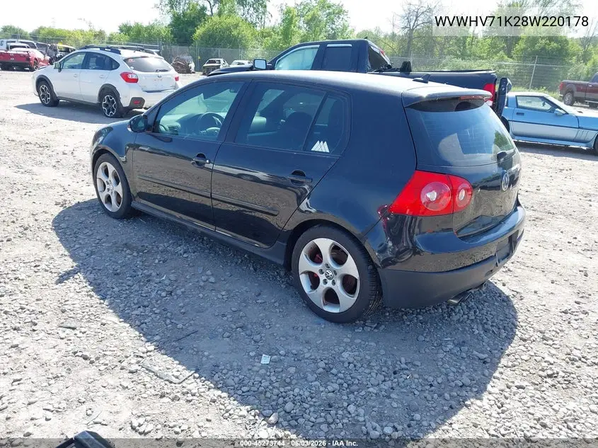 2008 Volkswagen Gti 4-Door VIN: WVWHV71K28W220178 Lot: 45273744