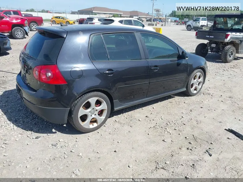 2008 Volkswagen Gti 4-Door VIN: WVWHV71K28W220178 Lot: 45273744