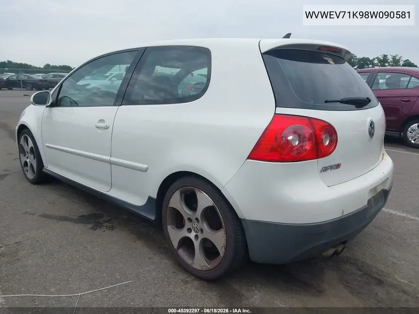 2008 Volkswagen Gti 2-Door VIN: WVWEV71K98W090581 Lot: 45392297