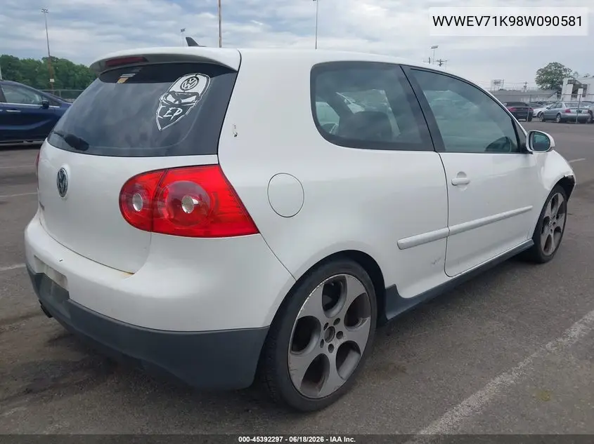 2008 Volkswagen Gti 2-Door VIN: WVWEV71K98W090581 Lot: 45392297