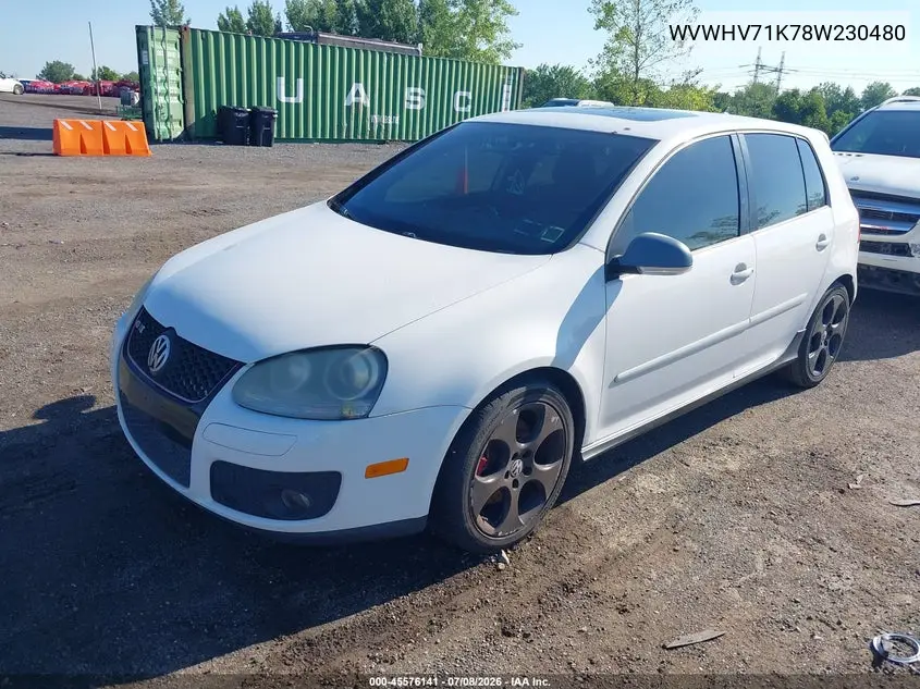 2008 Volkswagen Gti 4-Door VIN: WVWHV71K78W230480 Lot: 45576141