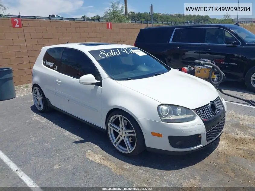 2009 Volkswagen Gti 2-Door VIN: WVWED71K49W098284 Lot: 45288687