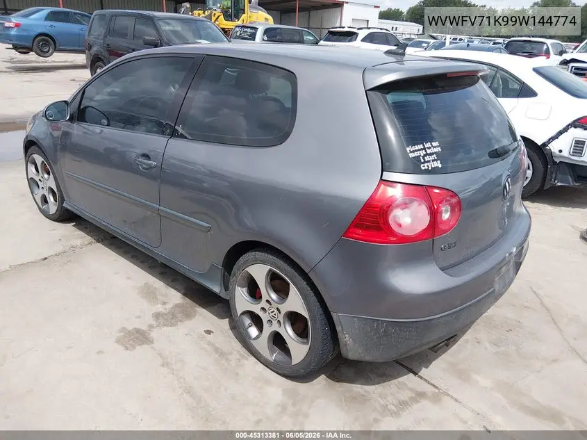 2009 Volkswagen Gti 2-Door VIN: WVWFV71K99W144774 Lot: 45313381