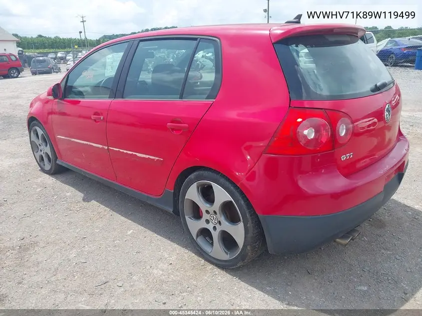 2009 Volkswagen Gti 4-Door VIN: WVWHV71K89W119499 Lot: 45345424