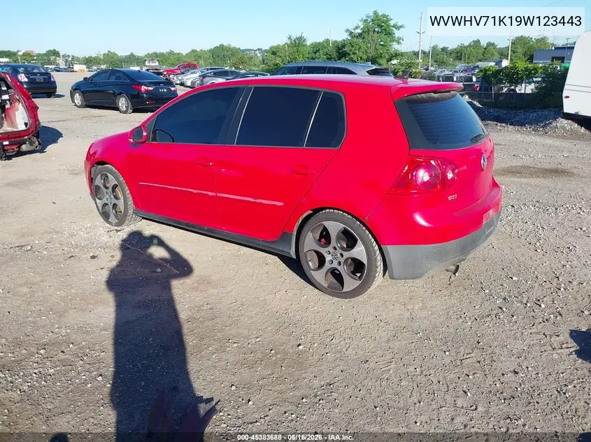 2009 Volkswagen Gti 4-Door VIN: WVWHV71K19W123443 Lot: 45383688