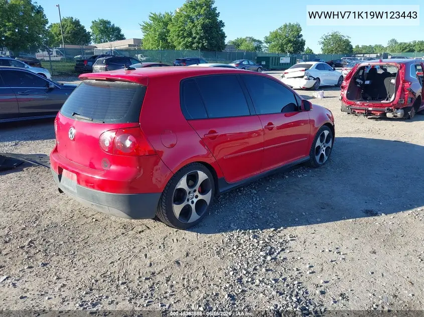2009 Volkswagen Gti 4-Door VIN: WVWHV71K19W123443 Lot: 45383688