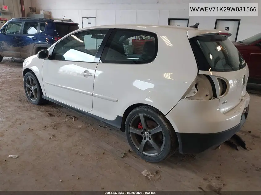 2009 Volkswagen Gti 2-Door VIN: WVWEV71K29W031566 Lot: 45476547
