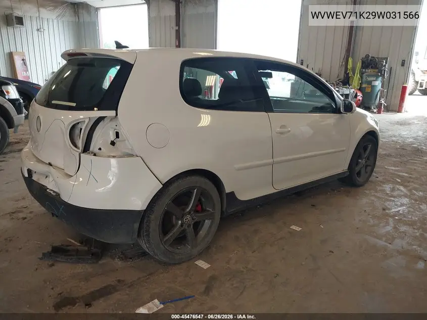 2009 Volkswagen Gti 2-Door VIN: WVWEV71K29W031566 Lot: 45476547