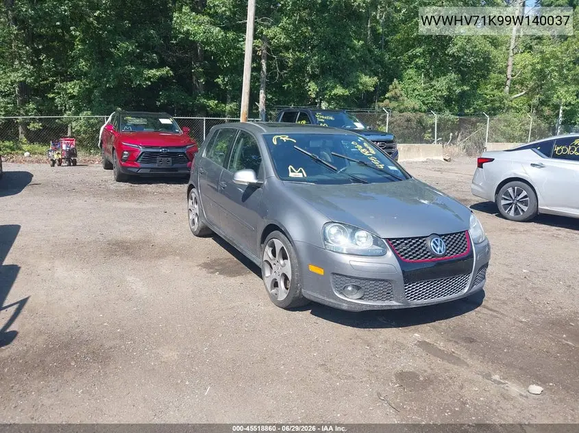 2009 Volkswagen Gti 4-Door VIN: WVWHV71K99W140037 Lot: 45518860
