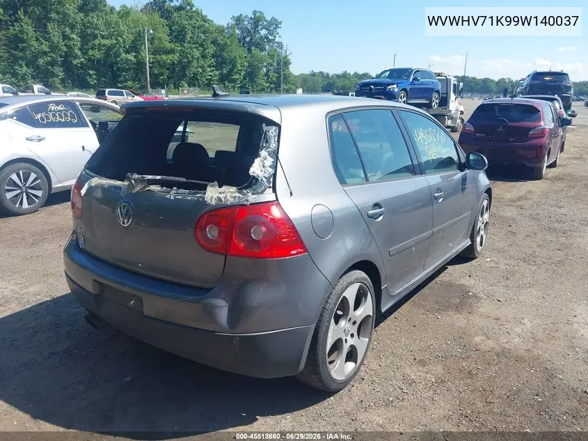 2009 Volkswagen Gti 4-Door VIN: WVWHV71K99W140037 Lot: 45518860
