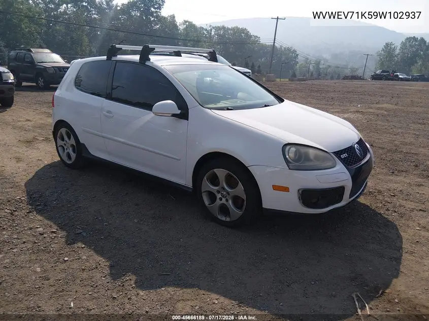 2009 Volkswagen Gti 2-Door VIN: WVWEV71K59W102937 Lot: 45666189