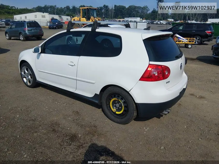 2009 Volkswagen Gti 2-Door VIN: WVWEV71K59W102937 Lot: 45666189