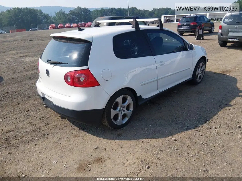 2009 Volkswagen Gti 2-Door VIN: WVWEV71K59W102937 Lot: 45666189