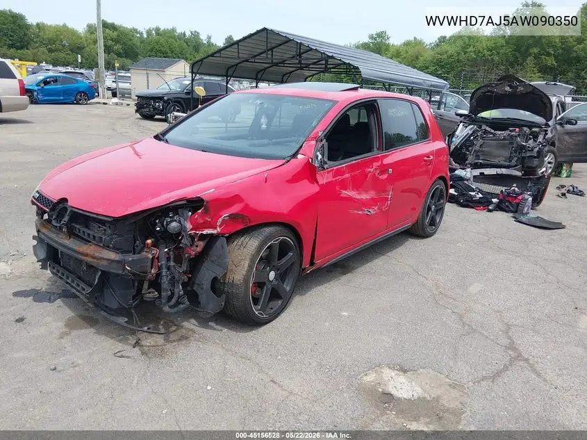 2010 Volkswagen Gti 4-Door VIN: WVWHD7AJ5AW090350 Lot: 45156528
