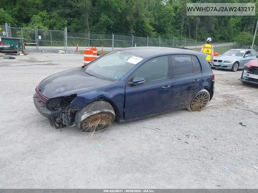 2010 Volkswagen Gti 4-Door VIN: WVWHD7AJ2AW243217 Lot: 45238037