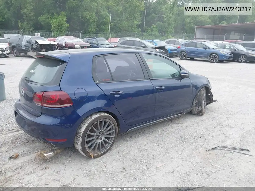 2010 Volkswagen Gti 4-Door VIN: WVWHD7AJ2AW243217 Lot: 45238037