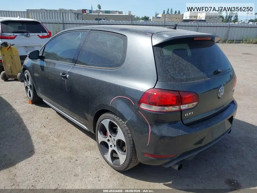 2010 Volkswagen Gti 2-Door VIN: WVWFD7AJ7AW356250 Lot: 45324480