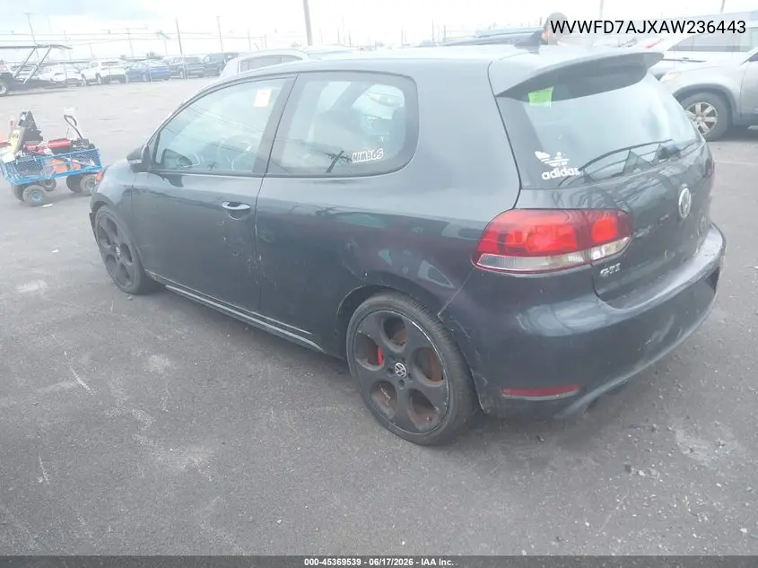 2010 Volkswagen Gti 2-Door VIN: WVWFD7AJXAW236443 Lot: 45369539