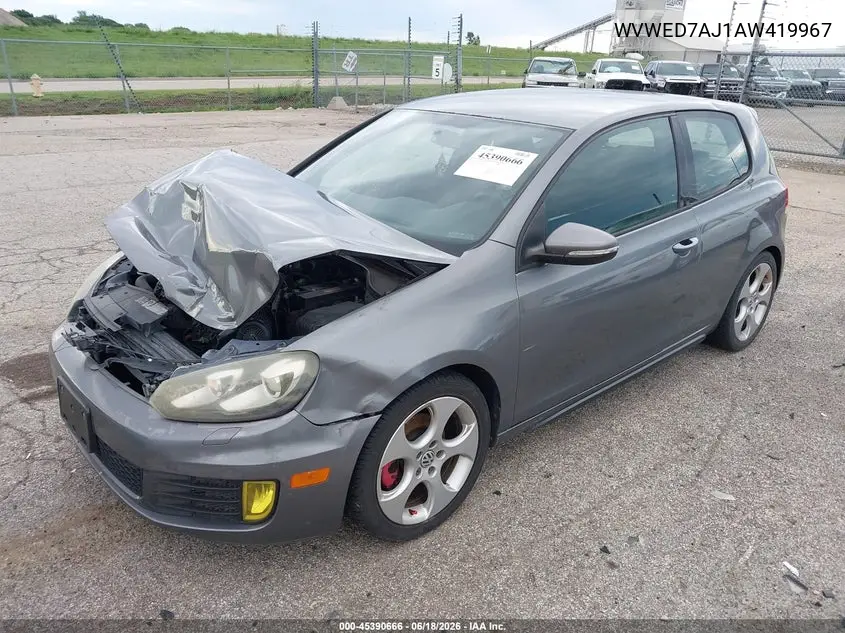 2010 Volkswagen Gti 2-Door VIN: WVWED7AJ1AW419967 Lot: 45390666