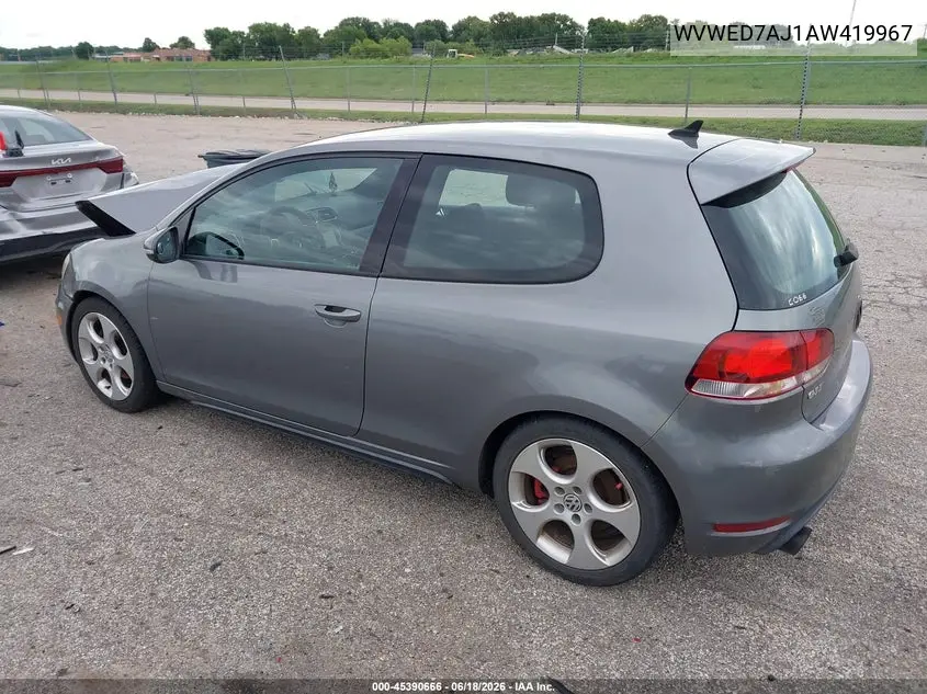 2010 Volkswagen Gti 2-Door VIN: WVWED7AJ1AW419967 Lot: 45390666