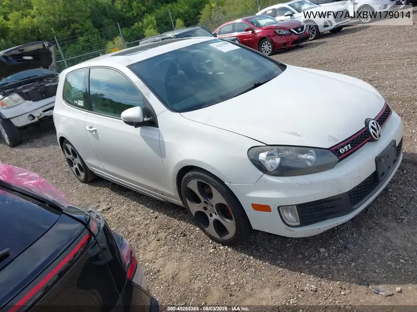 2011 Volkswagen Gti 2-Door VIN: WVWFV7AJXBW179014 Lot: 45265385