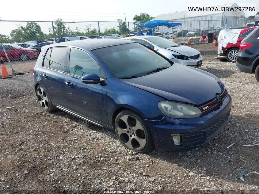 2011 Volkswagen Gti 4-Door Autobahn VIN: WVWHD7AJ3BW297286 Lot: 45415067