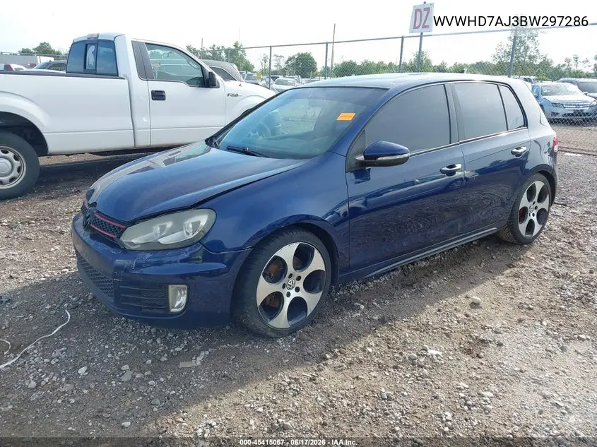 2011 Volkswagen Gti 4-Door Autobahn VIN: WVWHD7AJ3BW297286 Lot: 45415067