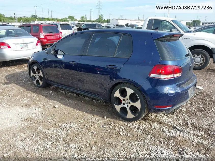 2011 Volkswagen Gti 4-Door Autobahn VIN: WVWHD7AJ3BW297286 Lot: 45415067