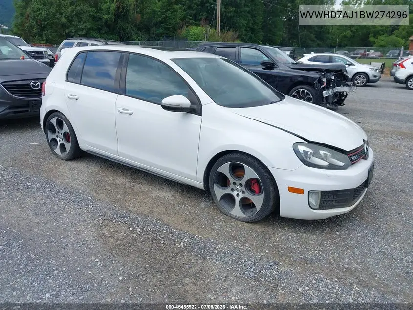2011 Volkswagen Gti 4-Door Autobahn VIN: WVWHD7AJ1BW274296 Lot: 45455922
