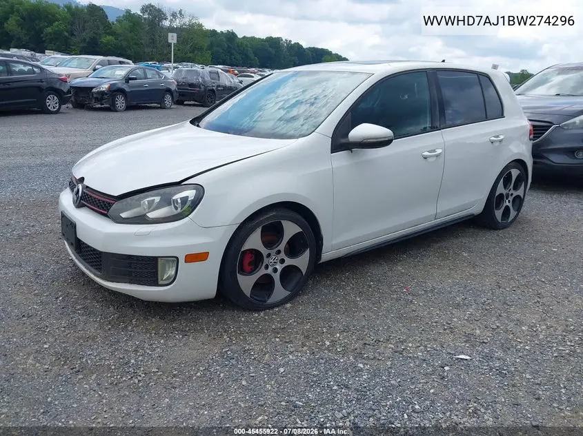 2011 Volkswagen Gti 4-Door Autobahn VIN: WVWHD7AJ1BW274296 Lot: 45455922