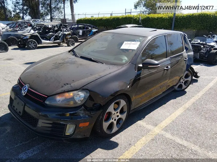2011 Volkswagen Gti 4-Door/4-Door Autobahn VIN: WVWHV7AJ4BW012477 Lot: 45507597