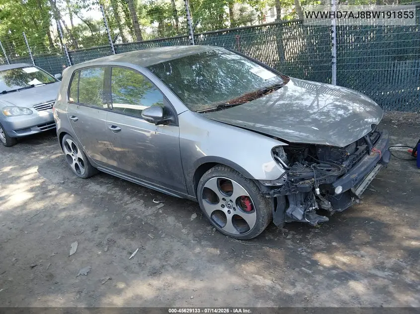 2011 Volkswagen Gti 4-Door VIN: WVWHD7AJ8BW191853 Lot: 45629133
