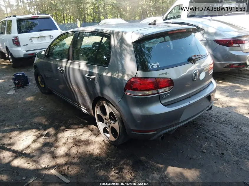 2011 Volkswagen Gti 4-Door VIN: WVWHD7AJ8BW191853 Lot: 45629133