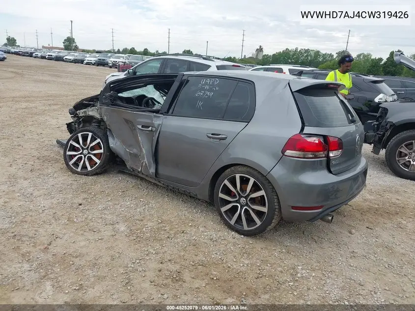 2012 Volkswagen Gti 4-Door Autobahn VIN: WVWHD7AJ4CW319426 Lot: 45252079