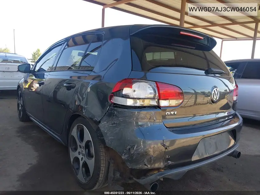 2012 Volkswagen Gti 4-Door VIN: WVWGD7AJ3CW046054 Lot: 45351223