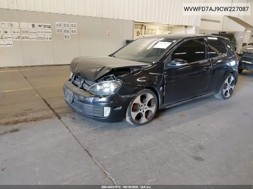2012 Volkswagen Gti 2-Door VIN: WVWFD7AJ9CW227087 Lot: 45427872