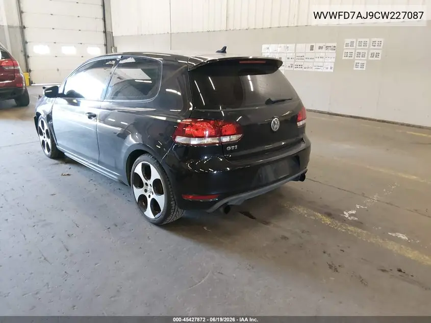 2012 Volkswagen Gti 2-Door VIN: WVWFD7AJ9CW227087 Lot: 45427872
