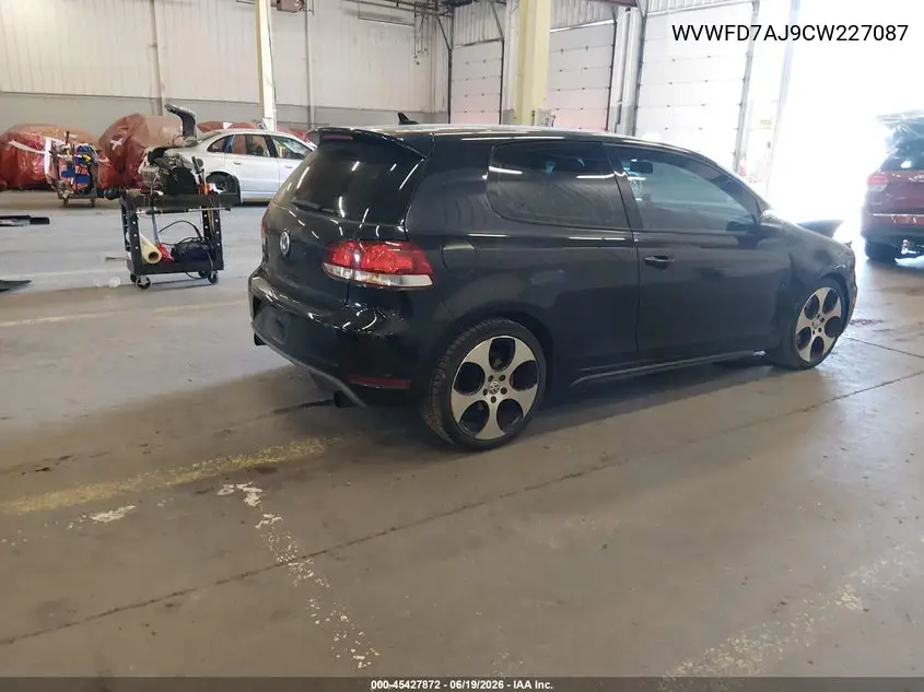 2012 Volkswagen Gti 2-Door VIN: WVWFD7AJ9CW227087 Lot: 45427872