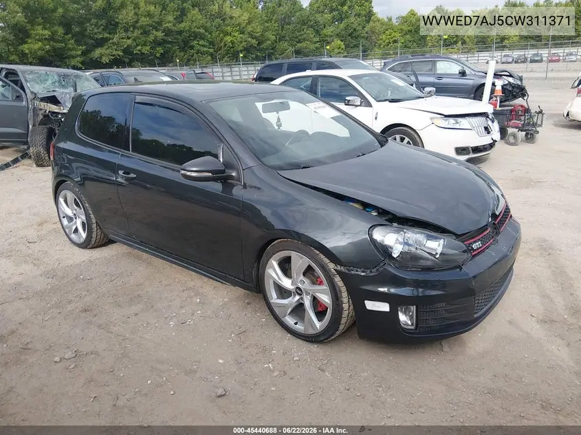 2012 Volkswagen Gti 2-Door VIN: WVWED7AJ5CW311371 Lot: 45440688