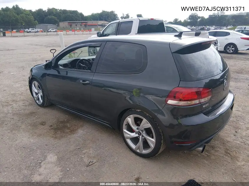 2012 Volkswagen Gti 2-Door VIN: WVWED7AJ5CW311371 Lot: 45440688