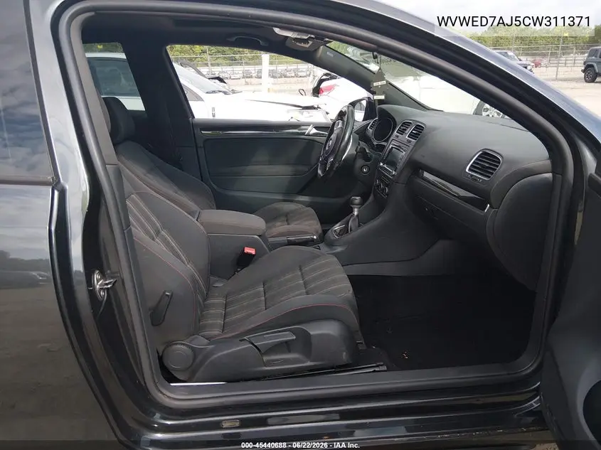 2012 Volkswagen Gti 2-Door VIN: WVWED7AJ5CW311371 Lot: 45440688