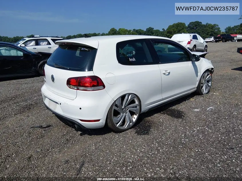 2012 Volkswagen Gti 2-Door VIN: WVWFD7AJ0CW235787 Lot: 45524890