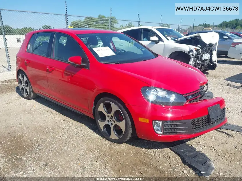 2012 Volkswagen Gti 4-Door VIN: WVWHD7AJ4CW136673 Lot: 45576721