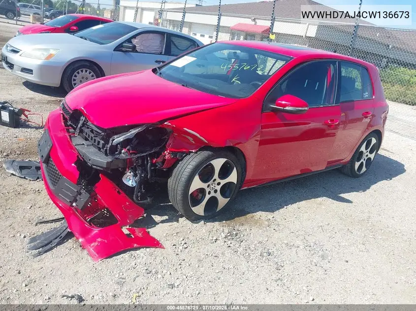 2012 Volkswagen Gti 4-Door VIN: WVWHD7AJ4CW136673 Lot: 45576721