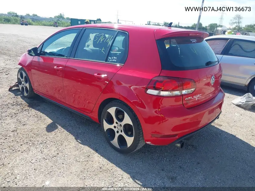 2012 Volkswagen Gti 4-Door VIN: WVWHD7AJ4CW136673 Lot: 45576721