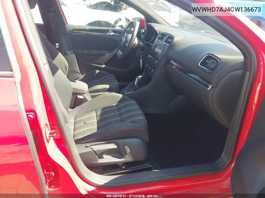 2012 Volkswagen Gti 4-Door VIN: WVWHD7AJ4CW136673 Lot: 45576721