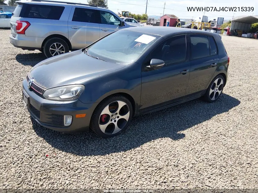2012 Volkswagen Gti 4-Door VIN: WVWHD7AJ4CW215339 Lot: 45579824